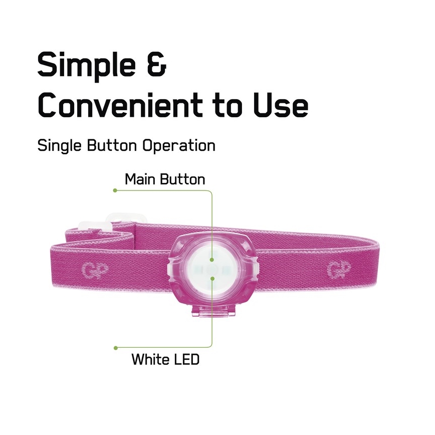 LED Stirnlampe GP EVERYBODY 4xLED/2×CR2025 rosa