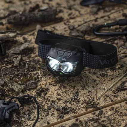 LED wiederaufladbare Stirnlampe mit Dimmfunktion, Sensor und rotem Licht 2xLED/5W/5V/3xAAA IP65 500 lm 1200 mAh