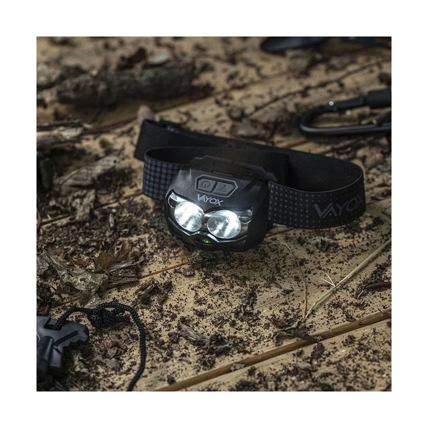 LED wiederaufladbare Stirnlampe mit Dimmfunktion, Sensor und rotem Licht 2xLED/5W/5V/3xAAA IP65 500 lm 1200 mAh