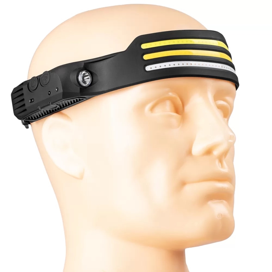 LED wiederaufladbare Stirnlampe mit Dimmfunktion, Sensor und rotem Licht 4xLED/5V IP44 300 lm 1200 mAh