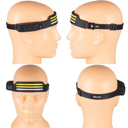 LED wiederaufladbare Stirnlampe mit Dimmfunktion, Sensor und rotem Licht 4xLED/5V IP44 300 lm 1200 mAh