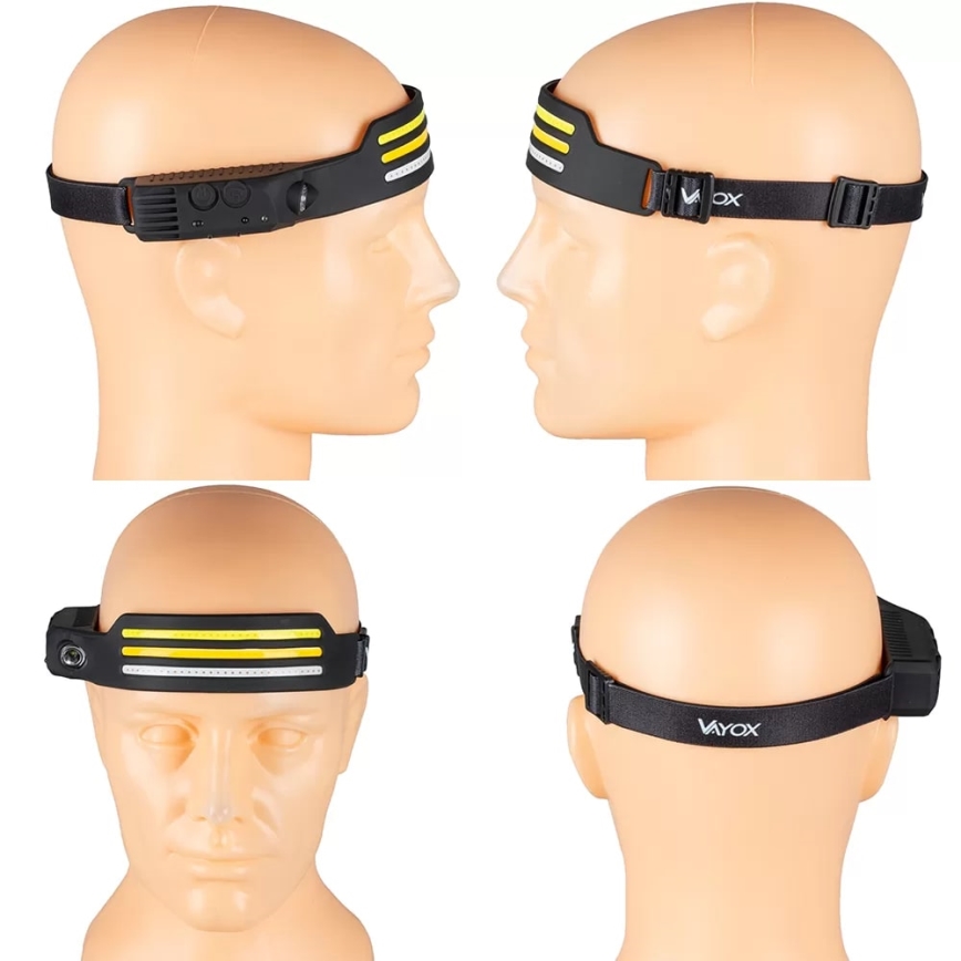 LED wiederaufladbare Stirnlampe mit Dimmfunktion, Sensor und rotem Licht 4xLED/5V IP44 300 lm 1200 mAh