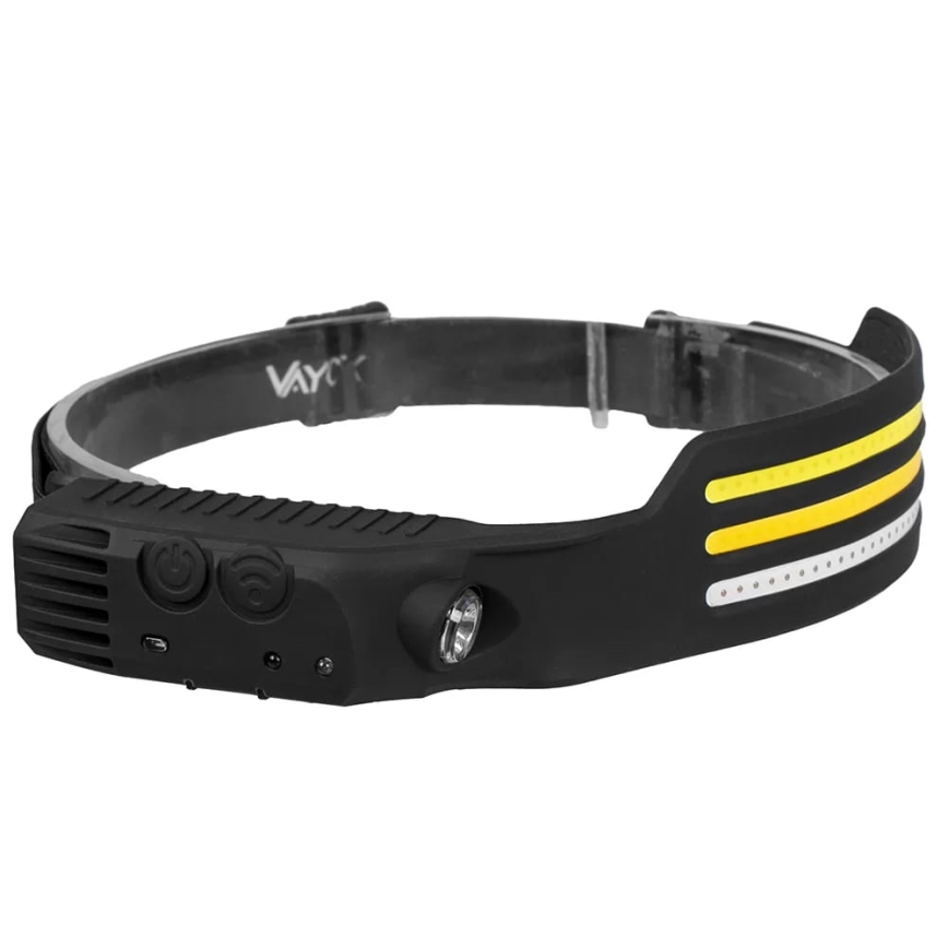 LED wiederaufladbare Stirnlampe mit Dimmfunktion, Sensor und rotem Licht 4xLED/5V IP44 300 lm 1200 mAh