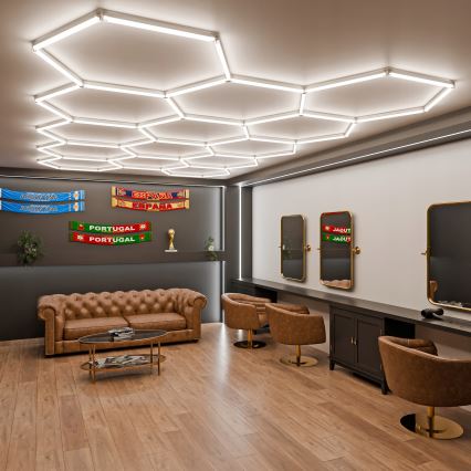LED dimmbare Deckenleuchte HEXAGON LED/570W/85-265V 5000K 522x298 cm CRI 90 IP54 weiß