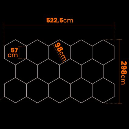 LED dimmbare Deckenleuchte HEXAGON LED/570W/85-265V 5000K 522x298 cm CRI 90 IP54 weiß