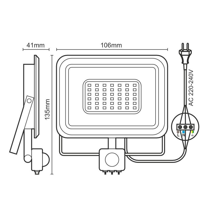 LED-Strahler mit Sensor LED/10W/230V 4000K IP44