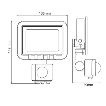 LED Strahler mit Sensor LED/20W/230V IP65