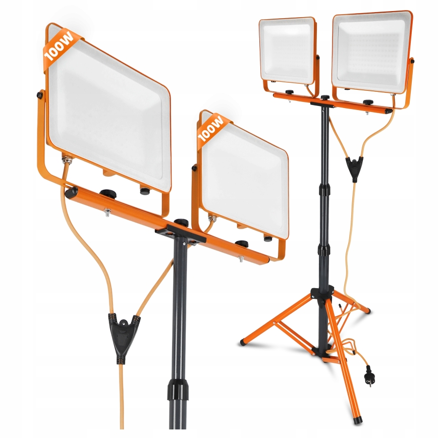 LED-Strahler mit Stativ 2xLED/100W/230V 4500K IP65 orange