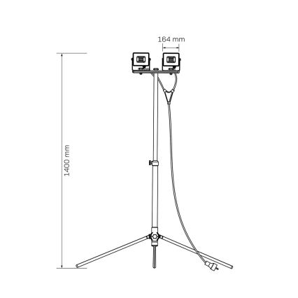 LED-Strahler mit Stativ 2xLED/30W/230V 6500K IP65 gelb