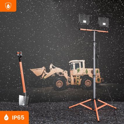 LED-Strahler mit Stativ 2xLED/50W/230V 4500K IP65 schwarz/orange