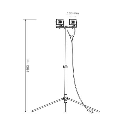 LED-Strahler mit Stativ 2×LED/50 W/230 V 6500 K IP65 gelb