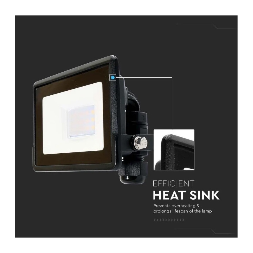 LED-Strahler mit Direktanschluss SAMSUNG CHIP LED/10W/230V IP65 6500K schwarz