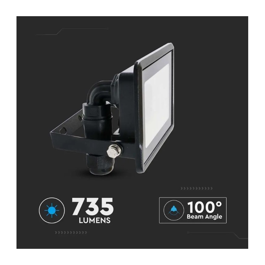 LED-Strahler mit Direktanschluss SAMSUNG CHIP LED/10W/230V IP65 6500K schwarz