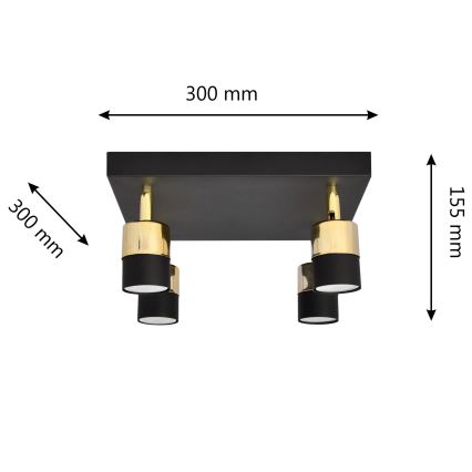 LED-Strahler TUBSSON 4xGU10/4,8W/230V schwarz/golden