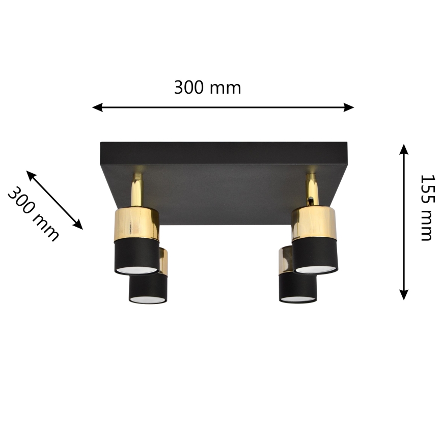 LED-Strahler TUBSSON 4xGU10/4,8W/230V schwarz/golden