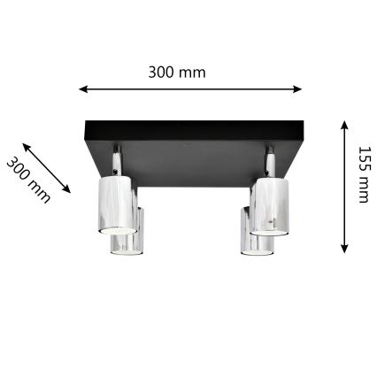 LED-Strahler TUNE 4xGU10/4,8W/230V mattes Chrom/schwarz
