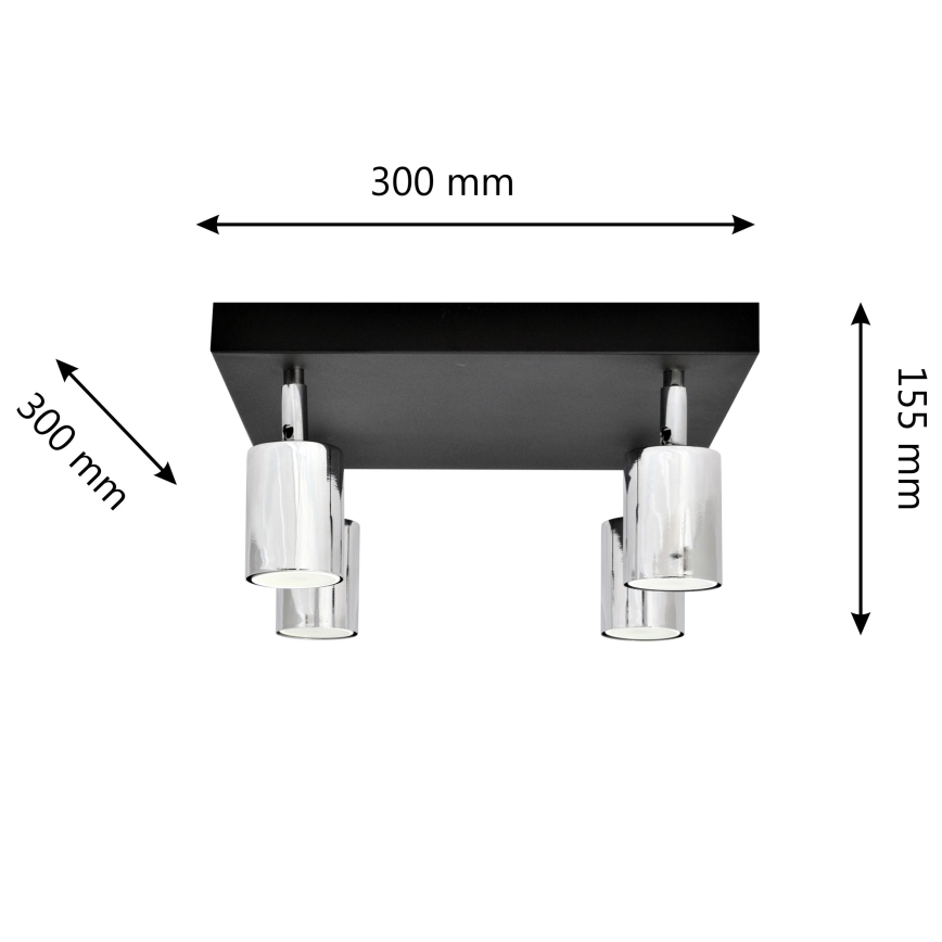 LED-Strahler TUNE 4xGU10/4,8W/230V mattes Chrom/schwarz