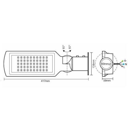 LED-Straßenlampe mit Sensor LED/50W/170-400V IP65