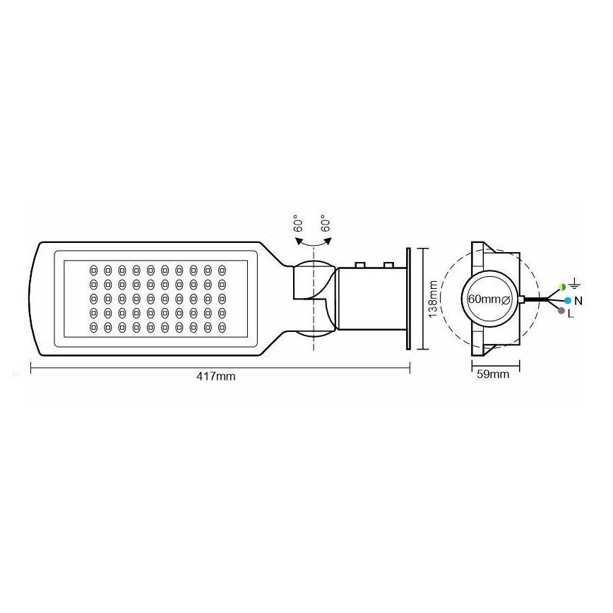 LED-Straßenlampe mit Sensor LED/50W/170-400V IP65