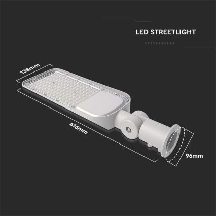 LED Straßenlampe SAMSUNG CHIP LED/30W/230V 6500K IP65 grau