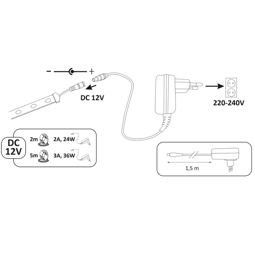 LED-Streifen 5m LED/36W/12V 4000K