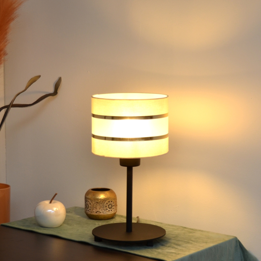 LED Tischlampe HELEN 1xE27/15W/230V Cremefarbe/schwarz/gold