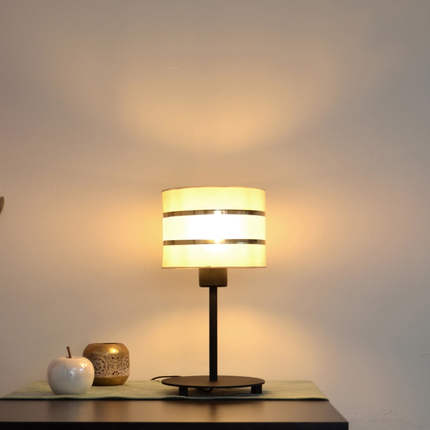 LED Tischlampe HELEN 1xE27/15W/230V Cremefarbe/schwarz/gold