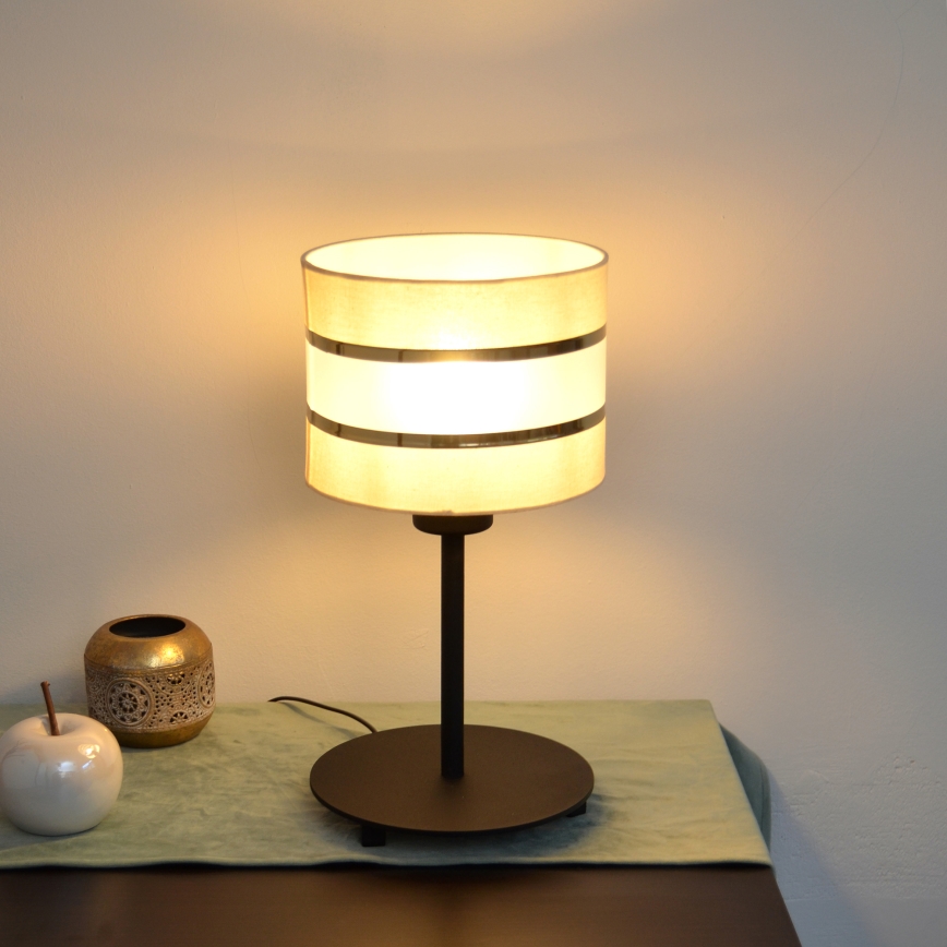 LED Tischlampe HELEN 1xE27/15W/230V Cremefarbe/schwarz/gold