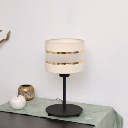 LED Tischlampe HELEN 1xE27/15W/230V Cremefarbe/schwarz/gold