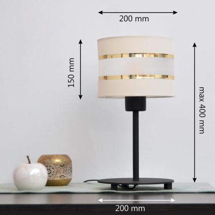 LED Tischlampe HELEN 1xE27/15W/230V Cremefarbe/schwarz/gold