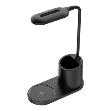 LED Tischlampe LED/3W/5V mit drahtloser Speisung schwarz
