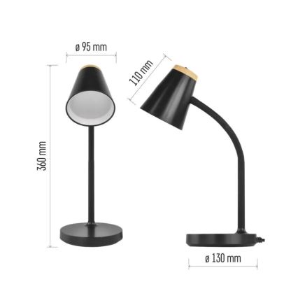 LED-Tischlampe TARA, 4,5 W, 230 V, 4000 K, schwarz