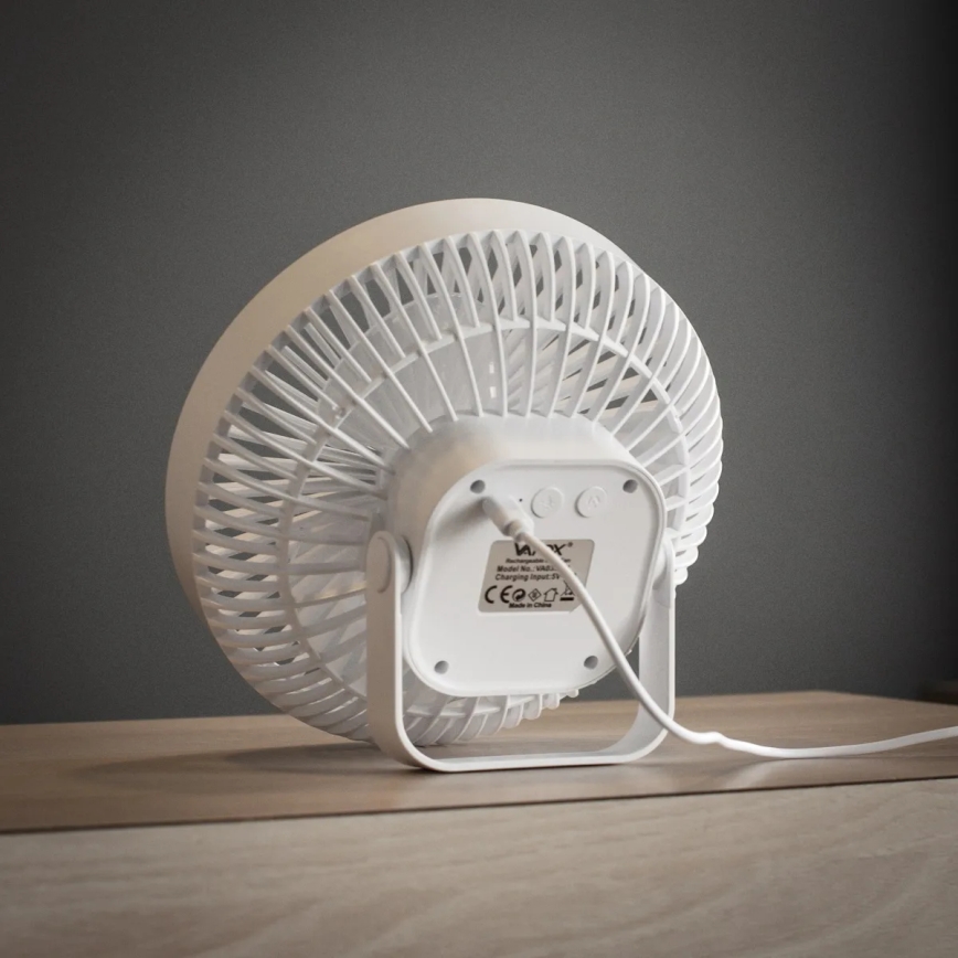 LED Akku-Tischventilator mit LED-Beleuchtung LED/2W/5V USB 2400 mAh Weiß