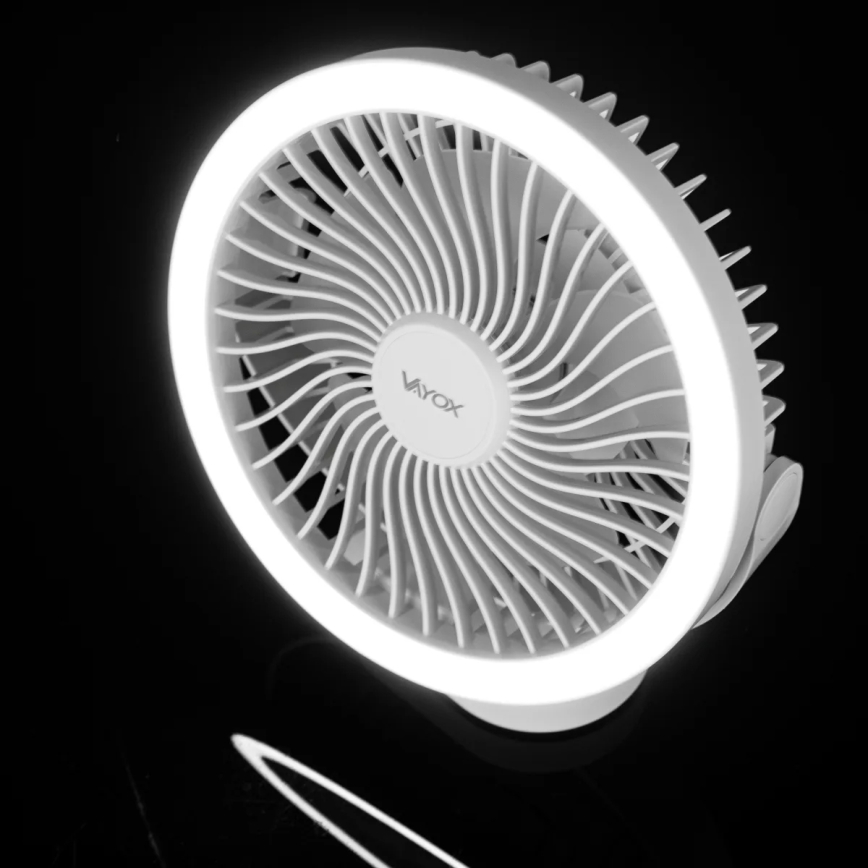 LED Aufladbarer Tischventilator mit LED-Beleuchtung LED/3W/5V USB 2400 mAh Weiß