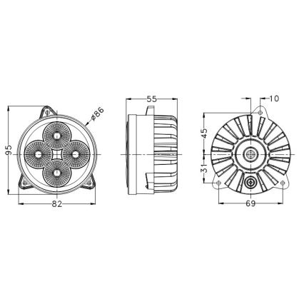 LED-Traktor-Scheinwerfer BLACK LED/20W/10-30V IP69 5700K rund