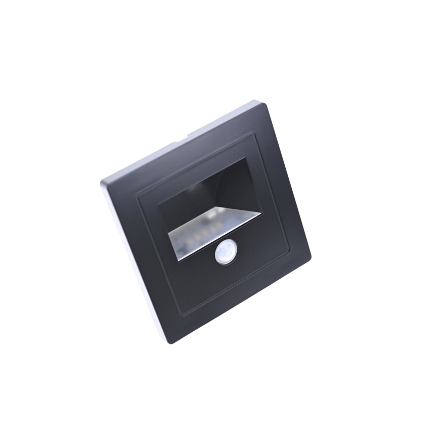 LED Treppenleuchte mit Bewegungs- und Dämmerungssensor LED/3W/230V 6000K schwarz