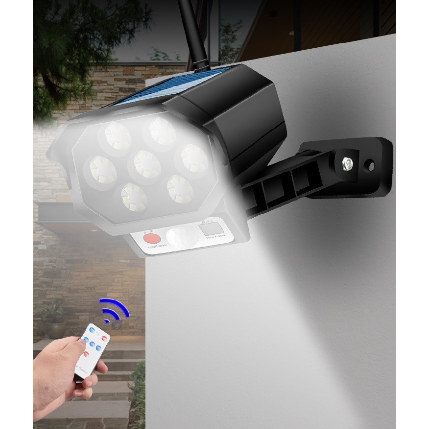 LED-Überwachungskamera-Attrappe mit Sensor und Solarpanel LED/5W/5,5V IP65 + Fernbedienung