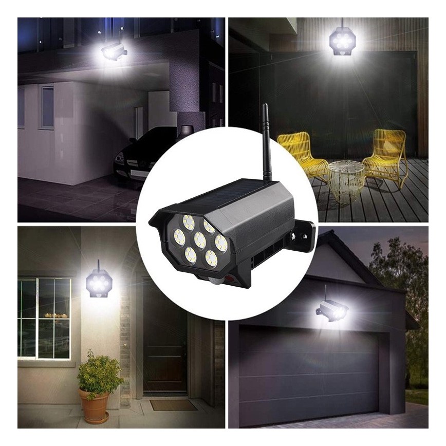 LED-Überwachungskamera-Attrappe mit Sensor und Solarpanel LED/5W/5,5V IP65 + Fernbedienung