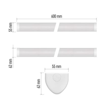 LED-Unterbauleuchte, 20 W, 230 V, 4000 K, 60 cm
