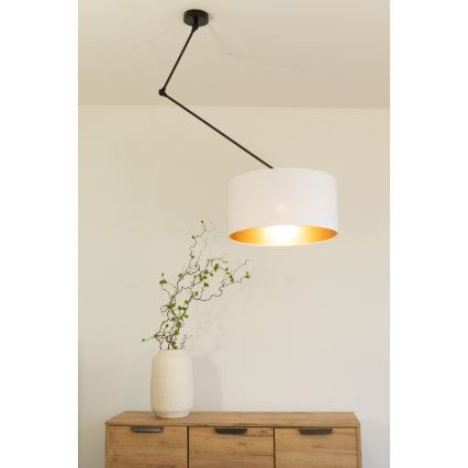 LED verstellbare Hängeleuchte an Stange GORTA 1xE27/60W/230V weiß/gold