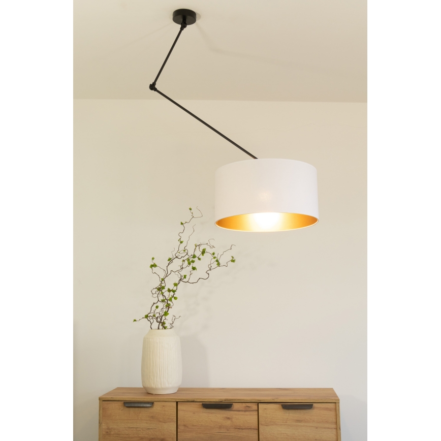 LED verstellbare Hängeleuchte an Stange GORTA 1xE27/60W/230V weiß/gold