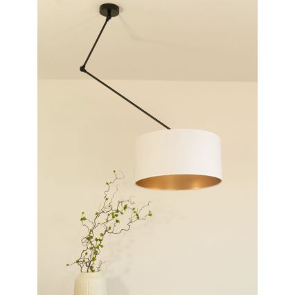 LED verstellbare Hängeleuchte an Stange GORTA 1xE27/60W/230V weiß/gold