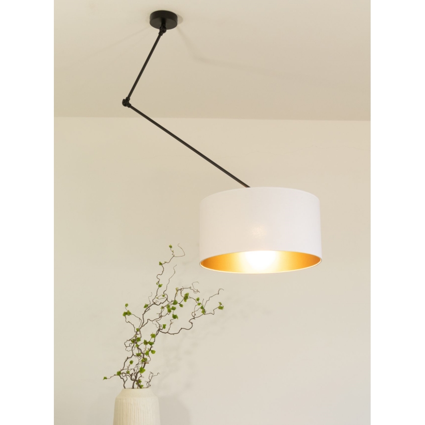LED verstellbare Hängeleuchte an Stange GORTA 1xE27/60W/230V weiß/gold