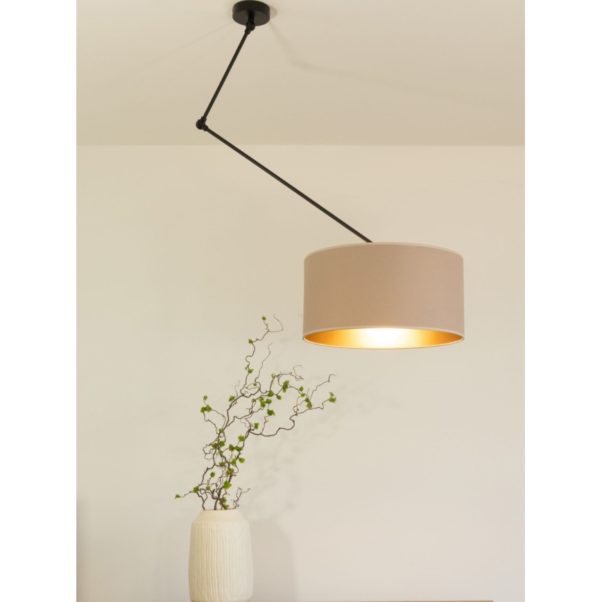 LED verstellbare Pendelleuchte an Stange GORTA 1xE27/60W/230V beige/gold