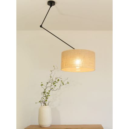 LED verstellbare Pendelleuchte mit Stange GORTA 1xE27/60W/230V Jute