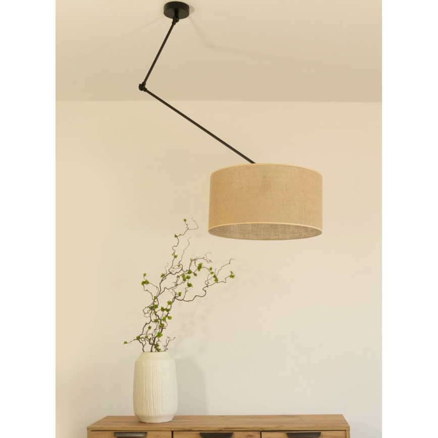 LED verstellbare Pendelleuchte mit Stange GORTA 1xE27/60W/230V Jute