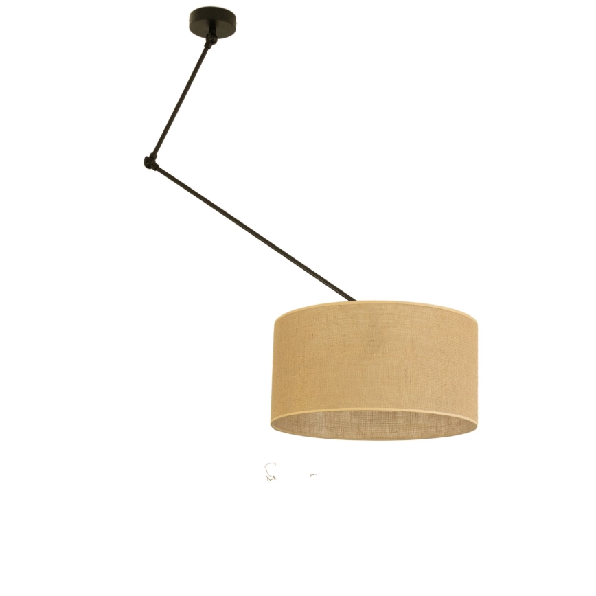 LED verstellbare Pendelleuchte mit Stange GORTA 1xE27/60W/230V Jute
