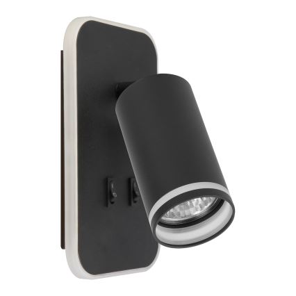 LED-Wand-Spot PIPE 1xGU10/10W/230V + LED/6W schwarz