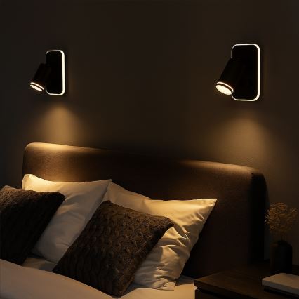 LED-Wand-Spot PIPE 1xGU10/10W/230V + LED/6W schwarz