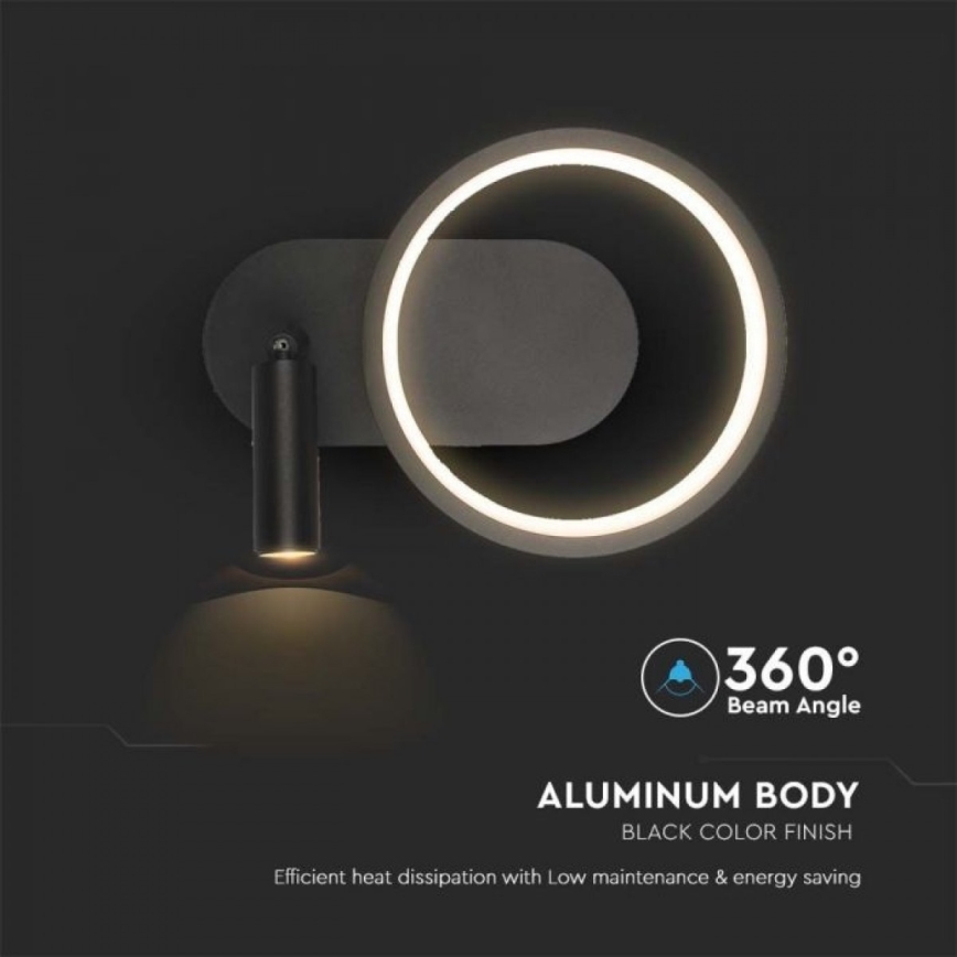 LED-Wandbeleuchtung LED/14W/230V 4000K schwarz